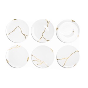 Kintsugi Sammlung Fine Bone China Porzellan Teller - Set von 6