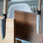 Magnetischer Messerständer aus Massivholz Block dunkle Walnuss super stark 7