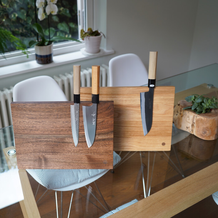 Massivholz Magnetischer Messerständer Block dunkle Walnuss super stark 6