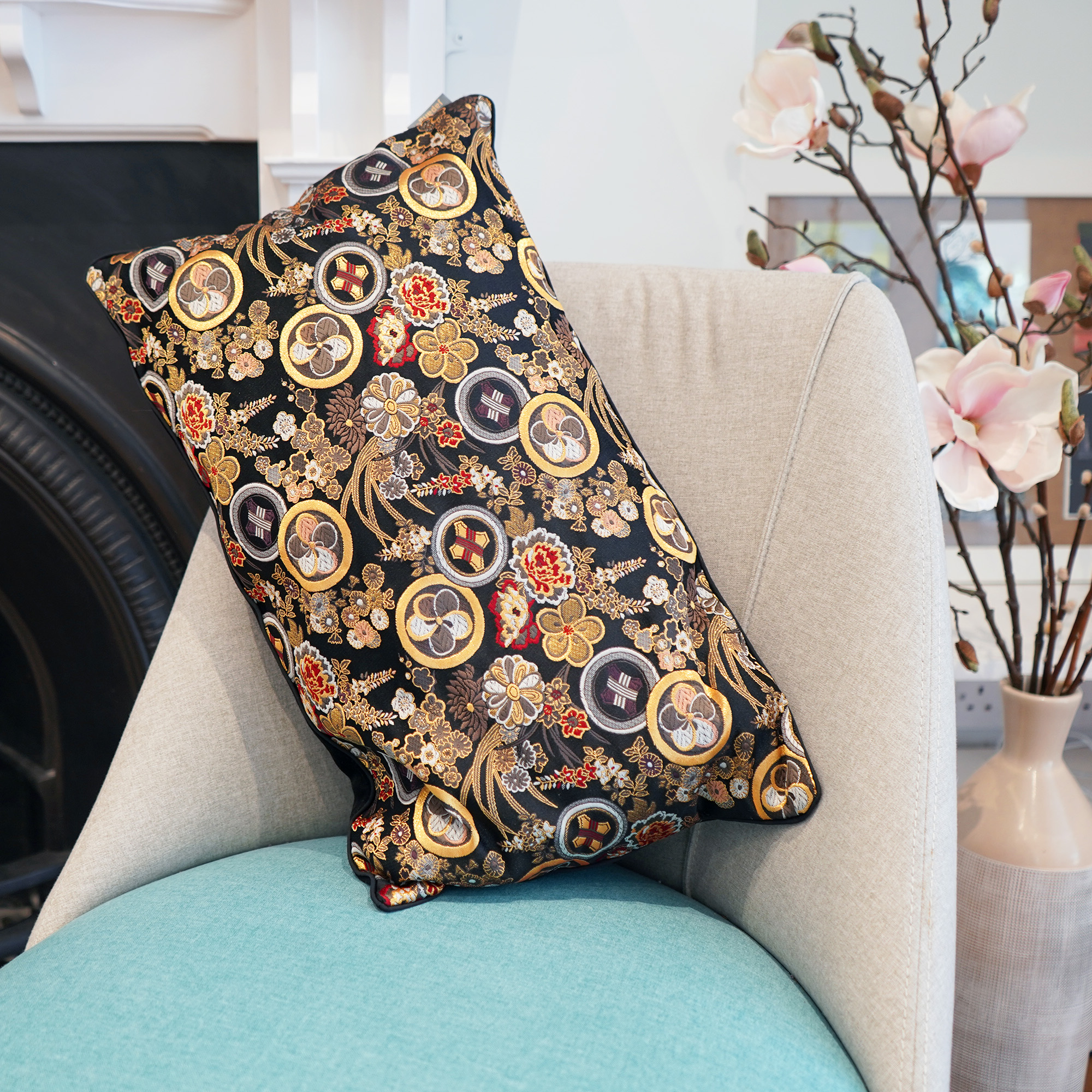 JAPANESE KIMONO SILK CUSHION HANA LIMITED EDITION