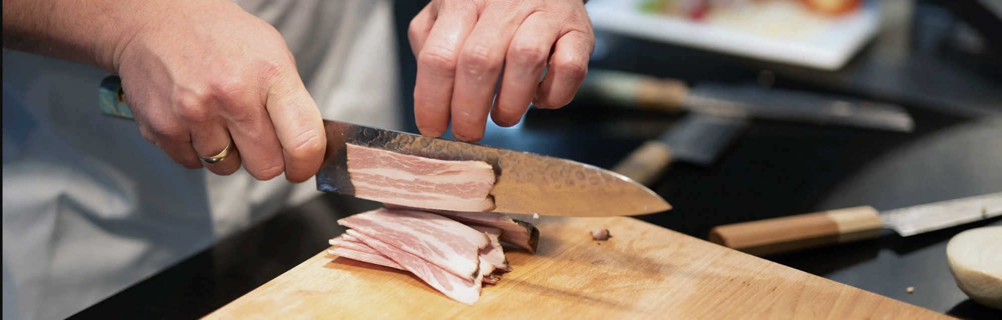 Gyuto close up in use