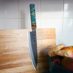 Mutsumi Hinoura Gyuto 210mm Shirogami Nashiji Kurouchi maßgeschneidertes japanisches Messer