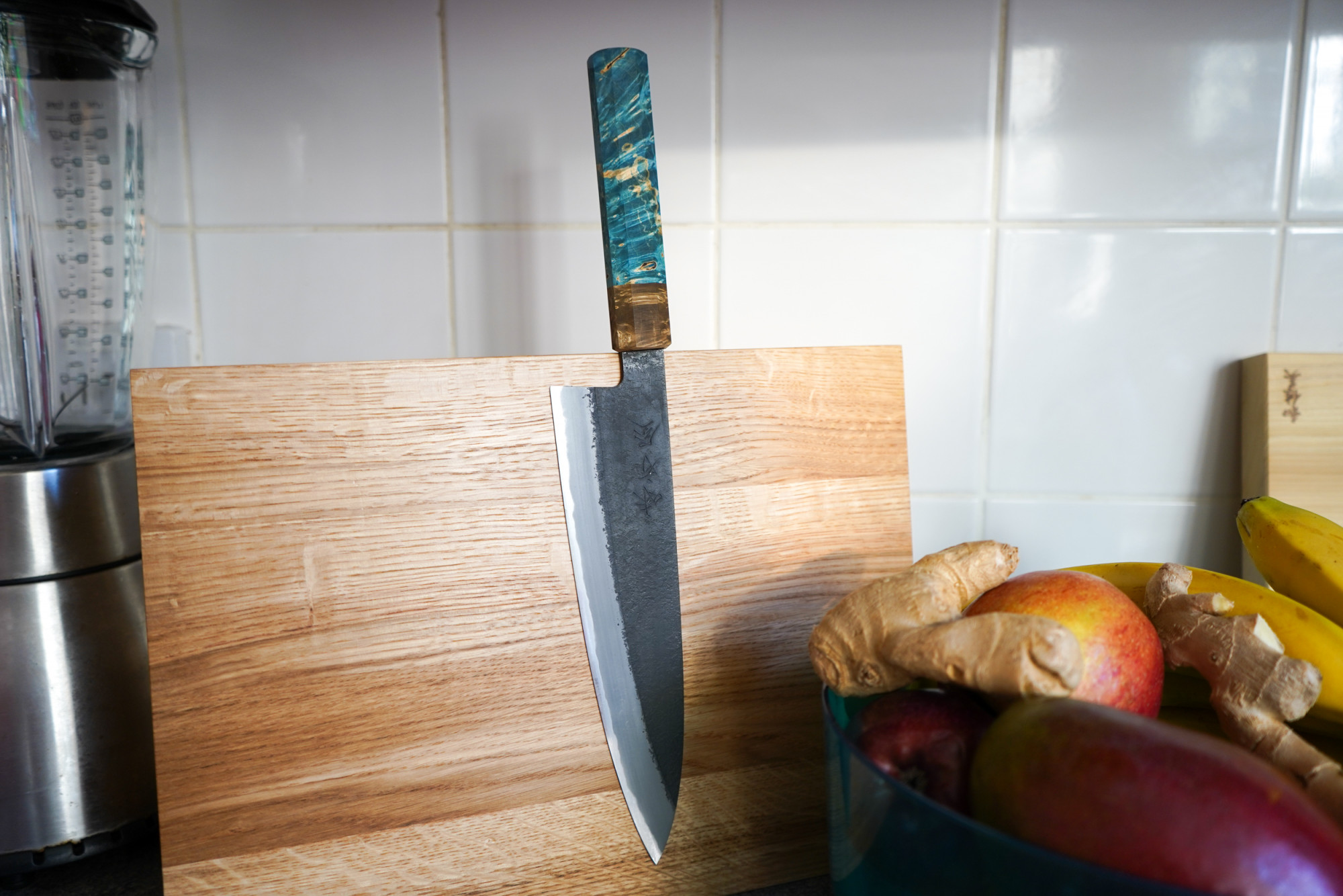 Mutsumi Hinoura Gyuto 210mm Shirogami Nashiji Kurouchi maßgeschneidertes japanisches Messer