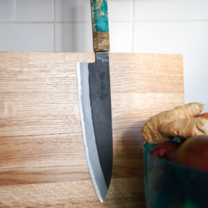 Mutsumi Hinoura Gyuto 210mm Shirogami Nashiji Kurouchi maßgeschneidertes japanisches Messer