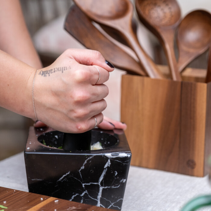 marble mortar with a pestle by oishya