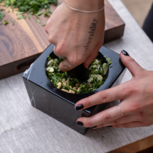 marble mortar with a pestle by oishya
