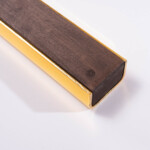 Wall Mounted Magnetic Wood Knife Rack – Brass and walnut with Oishya logo brass wooden high quality cover magnetic kitchen knife rack strip japanese knives walnut close up