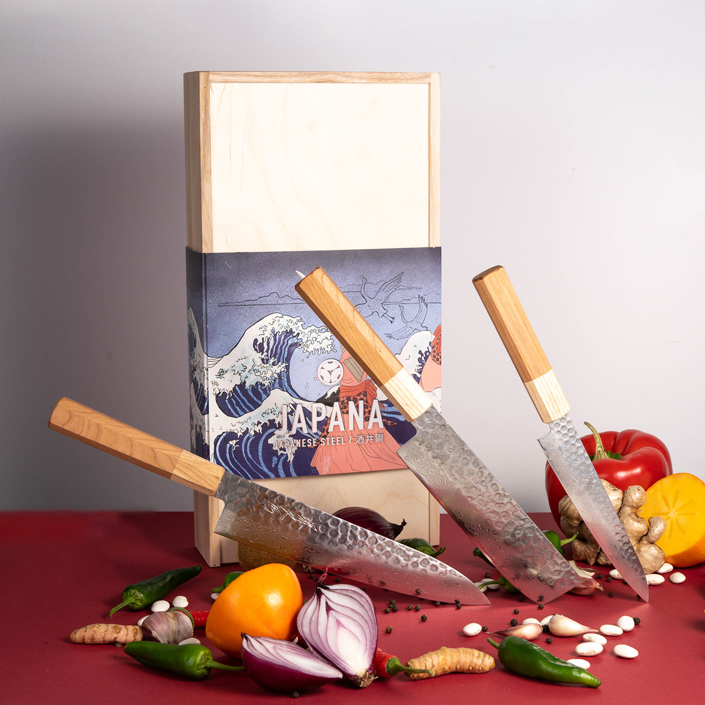 gyuto sakai kyuba classic cherry handles set