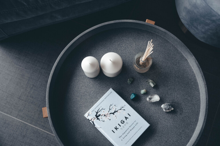Ikigai book on table