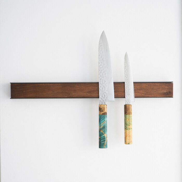 Magnetischer Holz-Messerhalter für die Wandmontage - Walnuss Stahl Total
