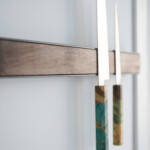 Magnetischer Holz-Messerhalter für die Wandmontage - Walnuss Stahl Makro