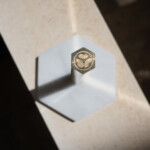 kitchen towel holder hexagonal brass marble