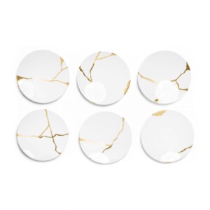 Kintsugi Sammlung Fine Bone China Porzellan Kleine Teller - Set von 6
