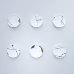 Kintsugi Collection Fine Bone China Porzellan Teetassen (inkl. Teller) - Set von 6- Vorderseite- Weißer Hintergrund