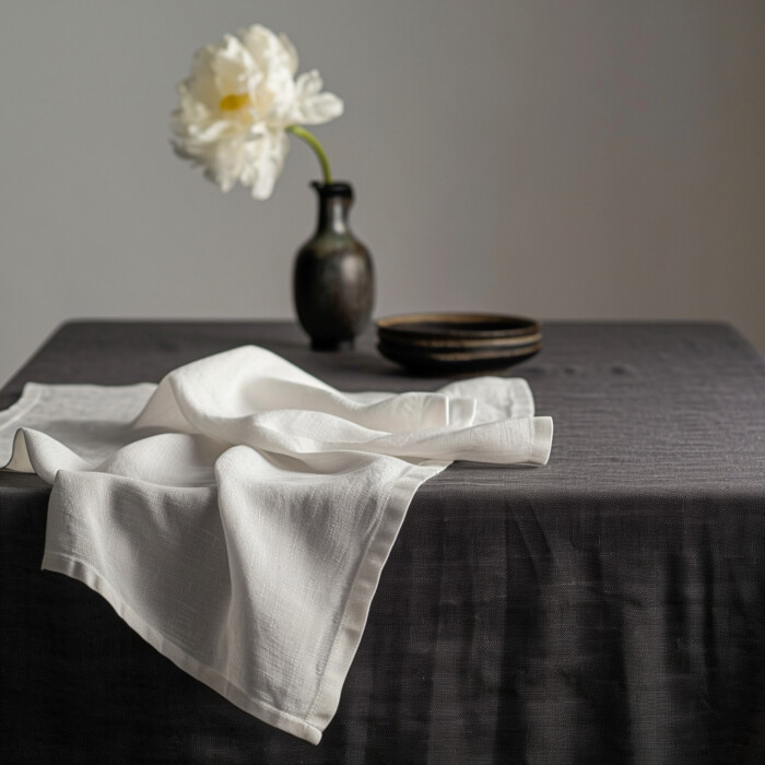 Linen Tablecloth Stonewashed – Off Black – Large