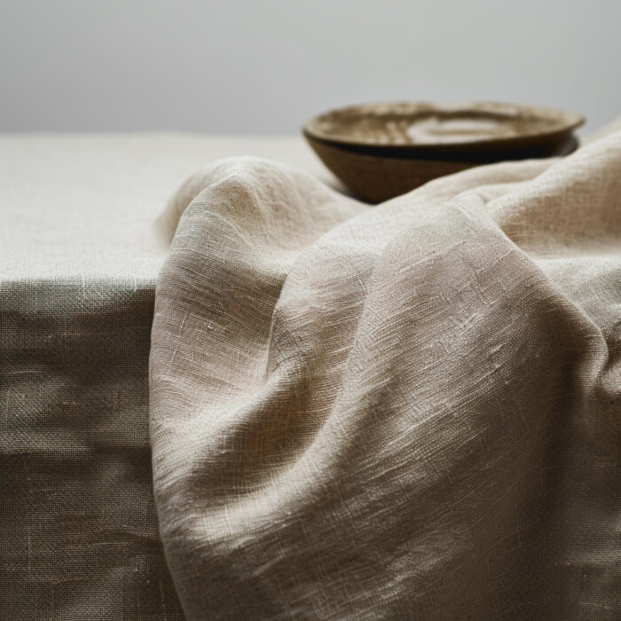 Tischdecke aus Leinen Stonewashed- Naturfarbe oishya linen homeware