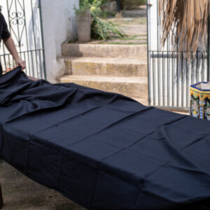 Stonewashed Linen Tablecloth – Off Black – Large