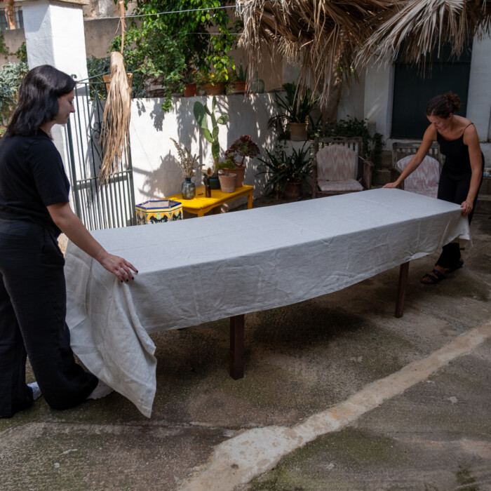 Stonewashed Linen Tablecloth – Natural Beige