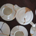 kintsugi porcelain collection fine bone china tea pot tea cups