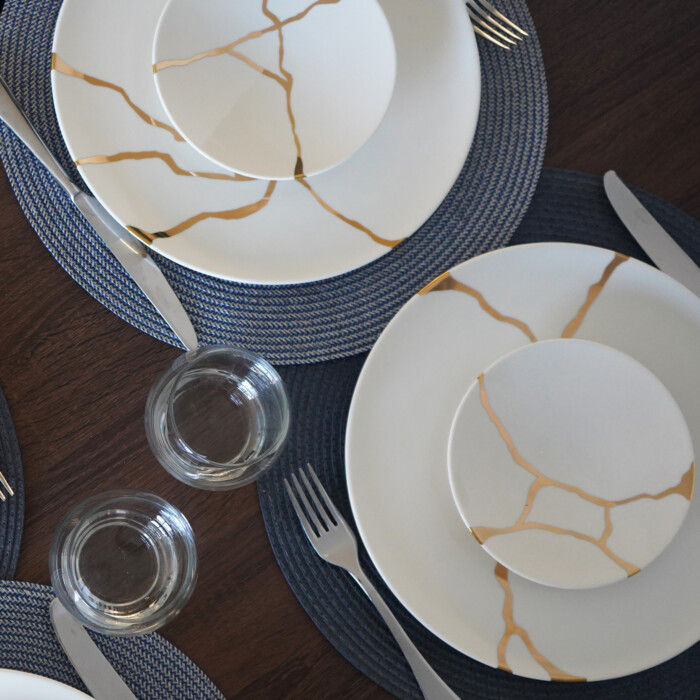 kintsugi porcelain collection fine bone china tea pot tea cups