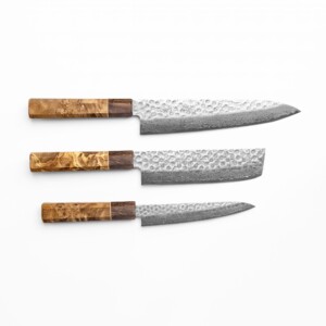 Sakai Kyuba - Das Messerset: Gyuto, Nakiri, Petty - Naturbraun