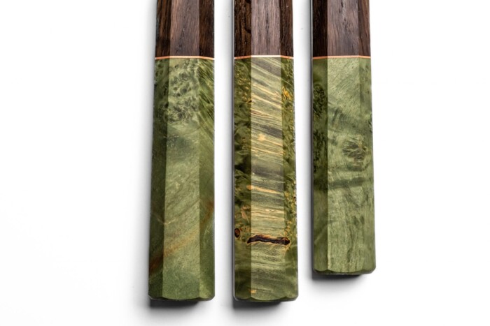 Sakai Kyuba Oishya knife handles maple burl – Olive Green