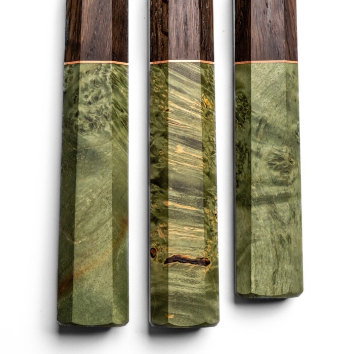 Sakai Kyuba Oishya knife handles maple burl – Olive Green Sakai Kyuba Oishya knife handles maple burl – Olive Green