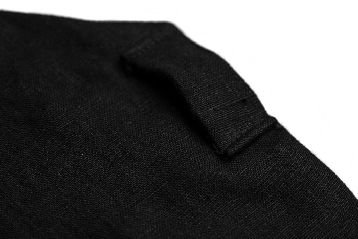 linen kitchen apron off black stonewashed