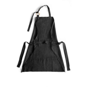 linen kitchen apron off black stonewashed