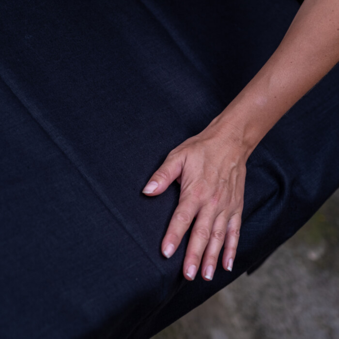 Stonewashed Linen Tablecloth – Off Black – Large