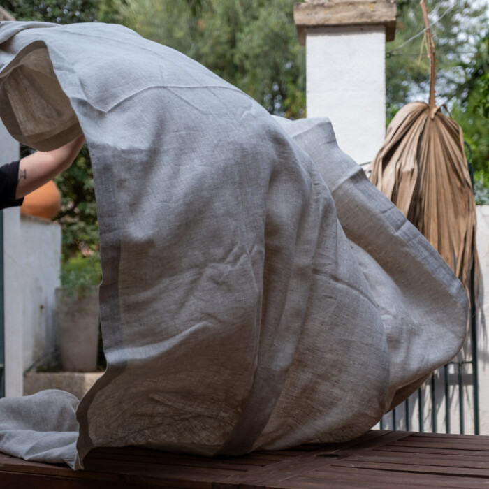 Stonewashed Linen Tablecloth – Natural Beige – Large