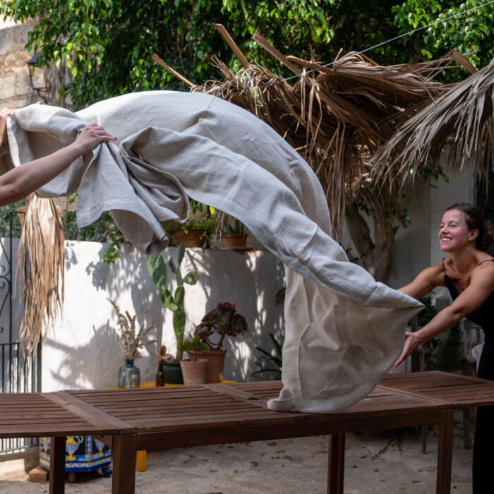 Stonewashed Linen Tablecloth – Natural Beige