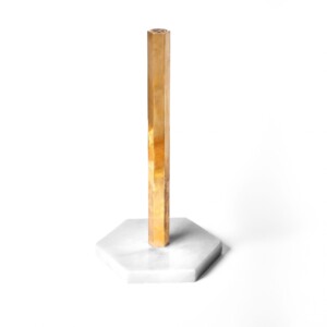 Sechseckiger Küchenrollenhalter aus Messing und Marmor