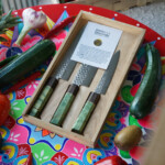 Sakai Kyuba Kitchen Knife Set by Oishya: Green Gyuto Nakiri Petty