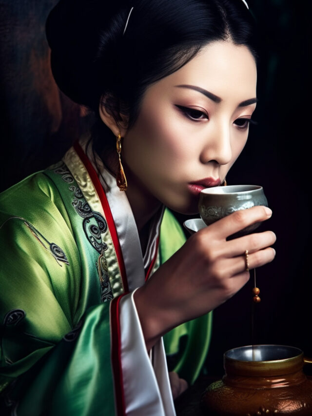 geisha drinking green tea