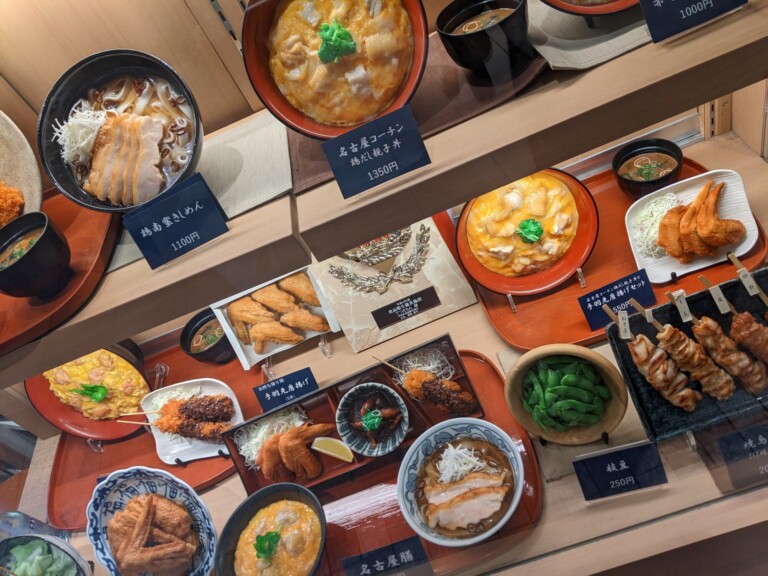 shokuhin sampuru fake plastic food on display in Japanese restaurants in Japan, ramen bowls hanging on the wall -
