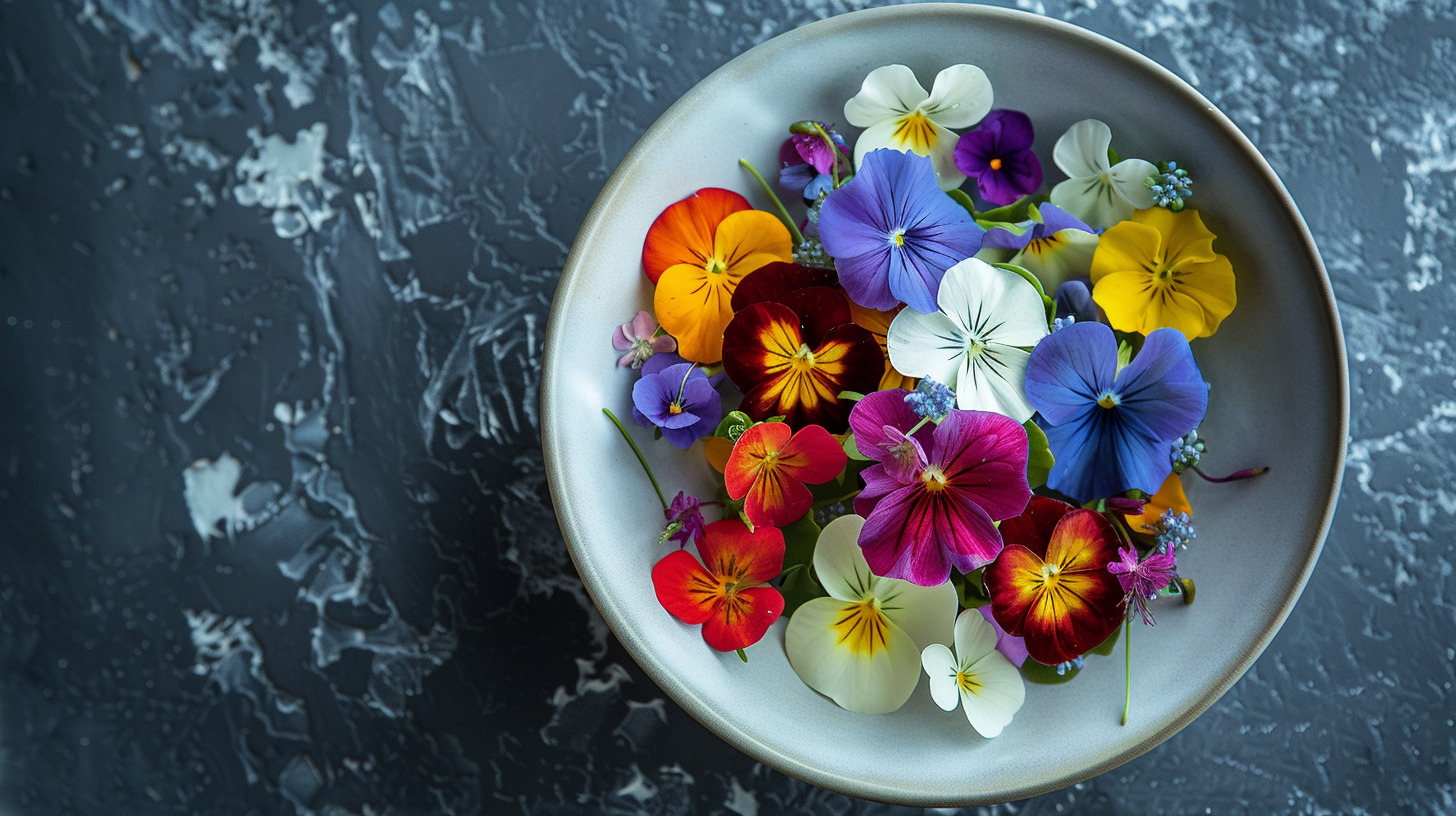 argula_as_edible_flowers_in_a_dish_high_ oishya kitchenware kitchen knives