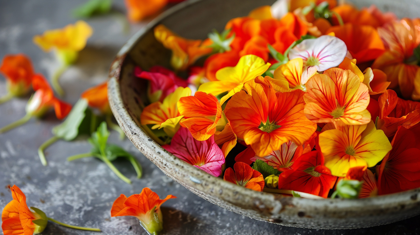 Nasturtium_as_edible_flowers_in_a_dish oishya kitchenware