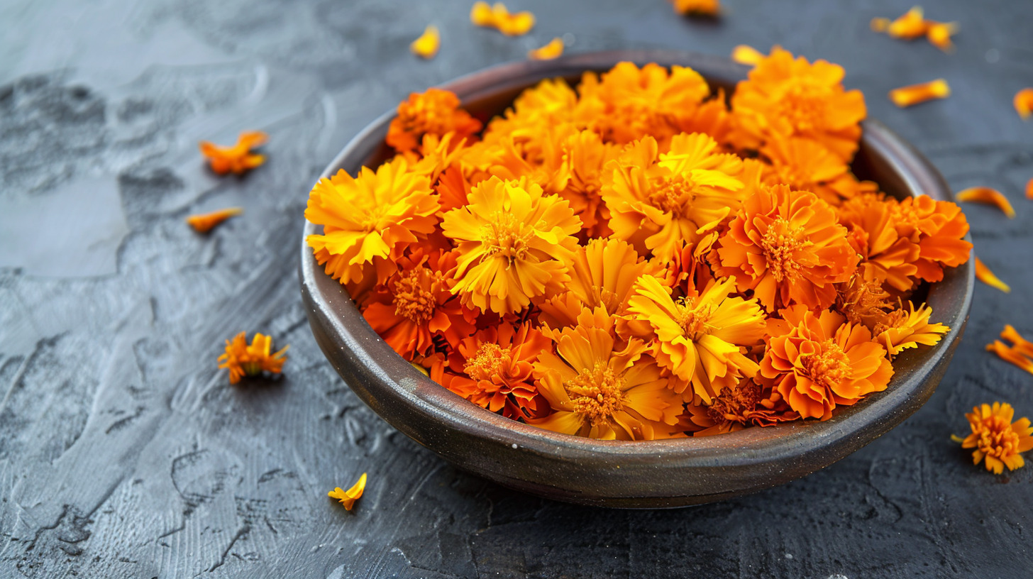 marigold_as_edible_flowers_in_a_dish_ oishya kitchenware kitchen knives