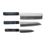 seki kyuba kata bunka nakiri petty knife set mediterranean blue