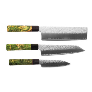 seki kyuba kata bunka nakiri petty knife set olive green