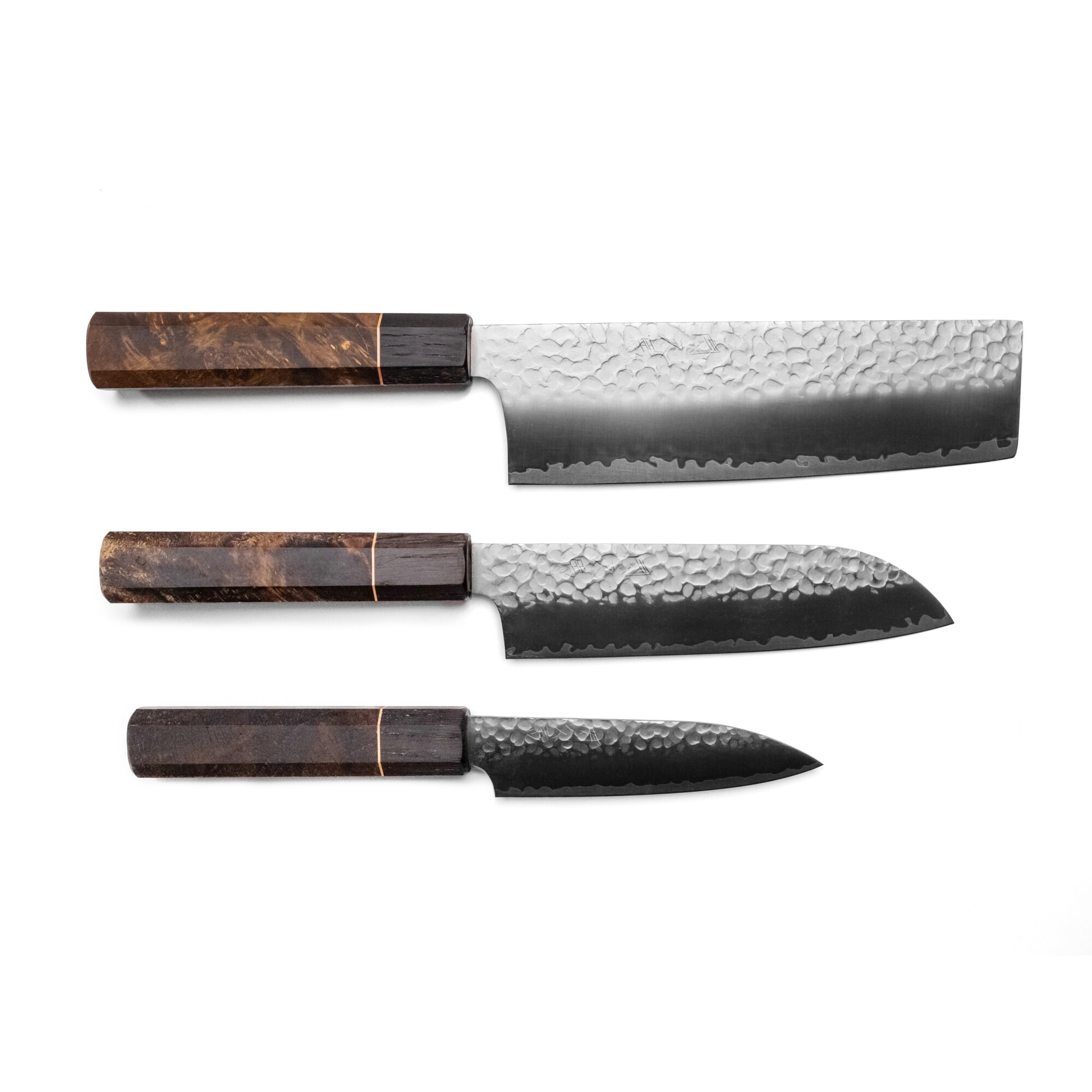 seki kyuba kata santoku nakiri petty knife set natural brown