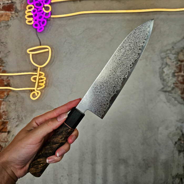 Seki Kyuba SHIN Japanese Kitchen Knife Santoku Natural Brown