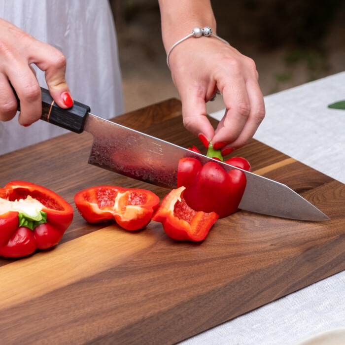Seki Kyuba SHIN Japanisches Küchenmesser Kiritsuke 21cm Naturbraun
