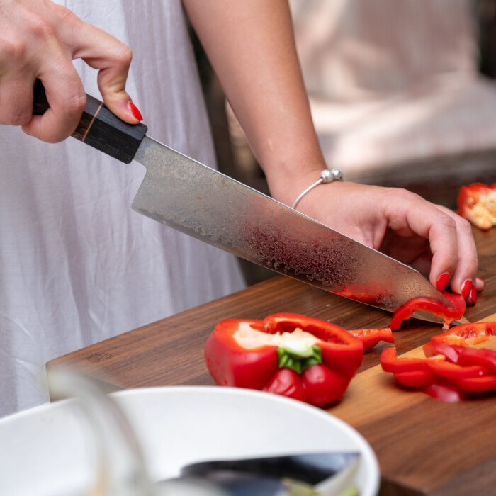 Seki Kyuba SHIN Japanisches Küchenmesser Kiritsuke 21cm Naturbraun