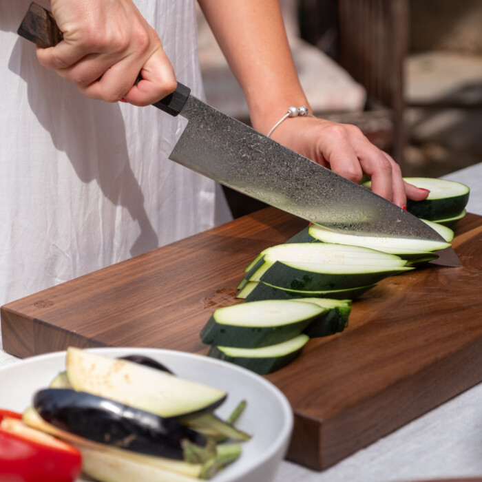 Seki Kyuba SHIN Japanisches Küchenmesser Gyuto 21cm Naturbraun