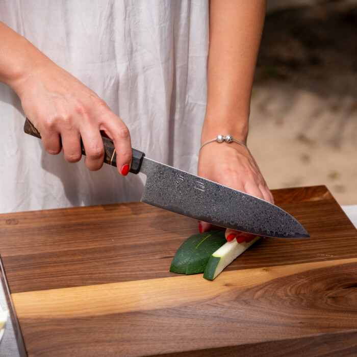 Seki Kyuba SHIN Japanese Kitchen Knife Santoku Natural Brown Seki Kyuba SHIN Japanese Kitchen Knife Santoku Natural Brown