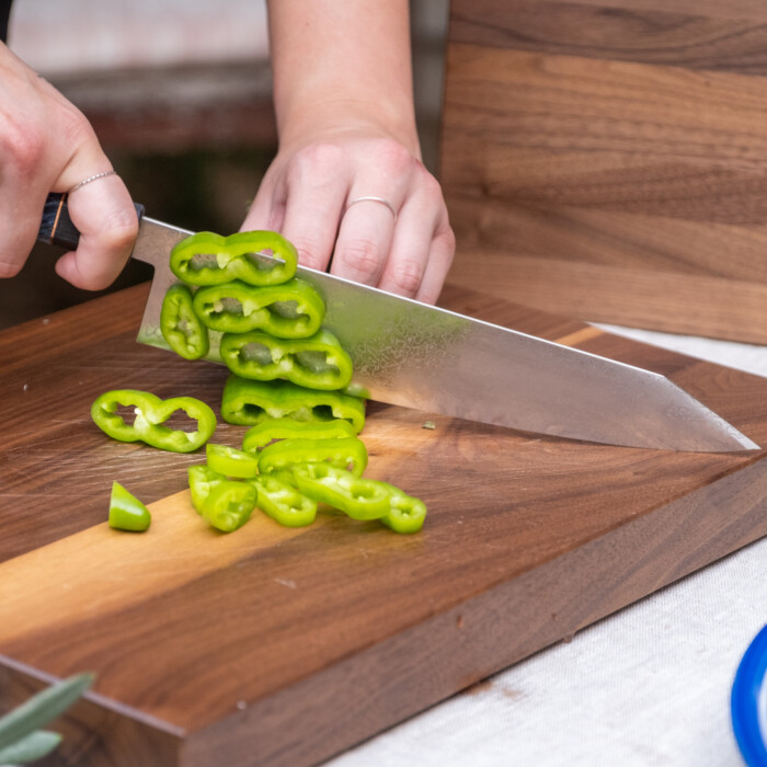 Seki Kyuba SHIN Japanisches Küchenmesser Kiritsuke 21cm Mittelmeer Blau