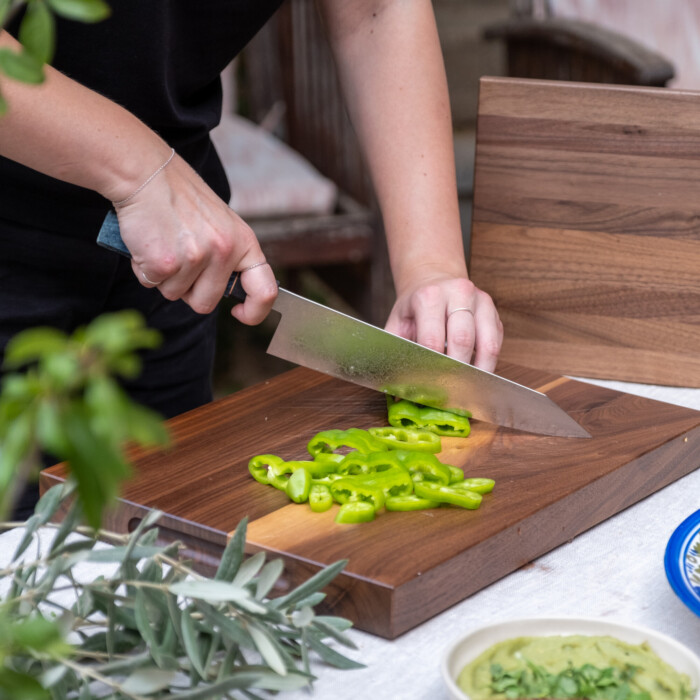 Seki Kyuba SHIN Japanisches Küchenmesser Kiritsuke 21cm Mittelmeer Blau