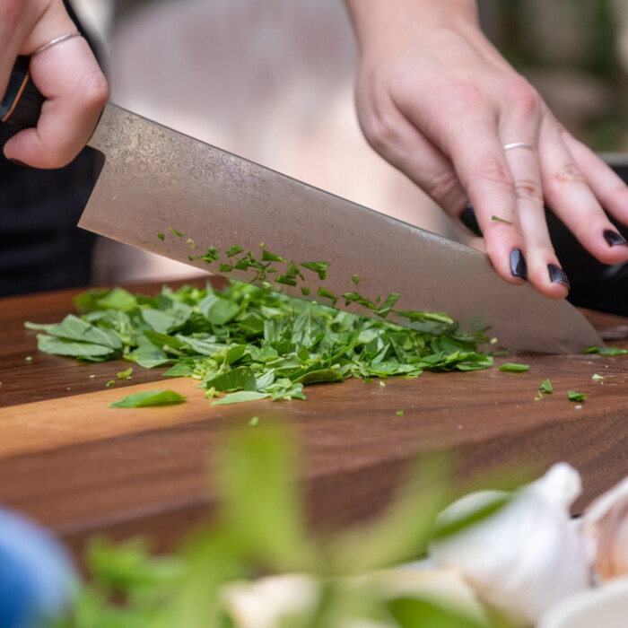 Seki Kyuba SHIN Japanese Kitchen Knife Santoku Mediterranean Blue Seki Kyuba SHIN Japanese Kitchen Knife Santoku Mediterranean Blue